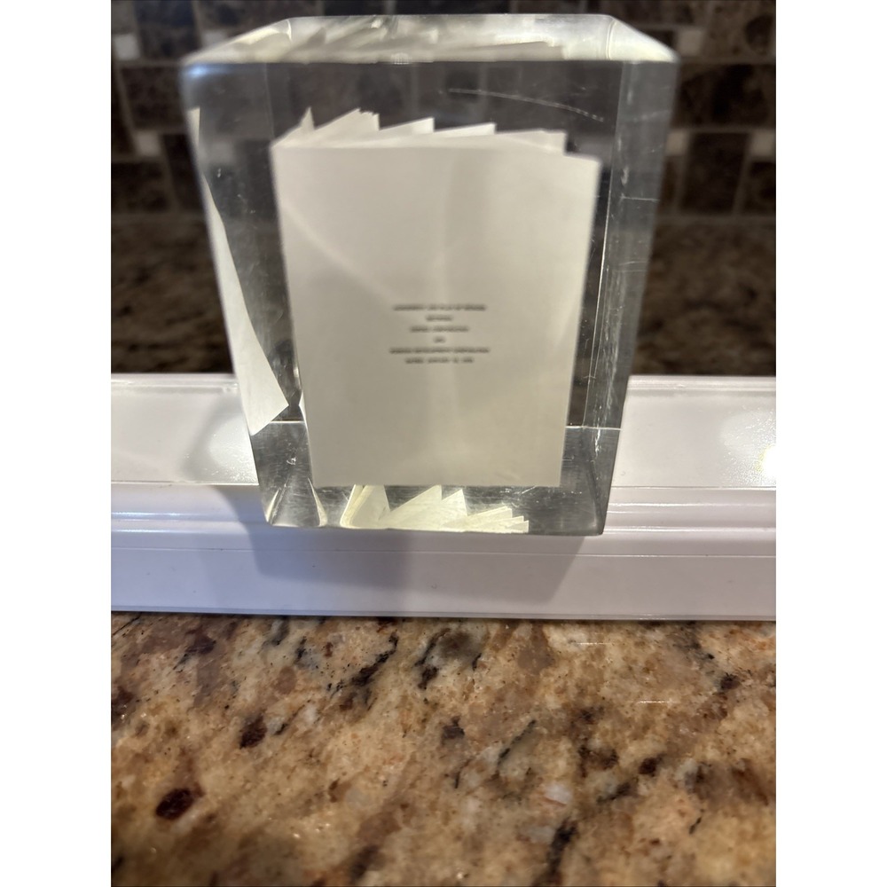 Antique Rare 1970 Lucite Acrylic Paperweight Stock Booklet Encased L. F